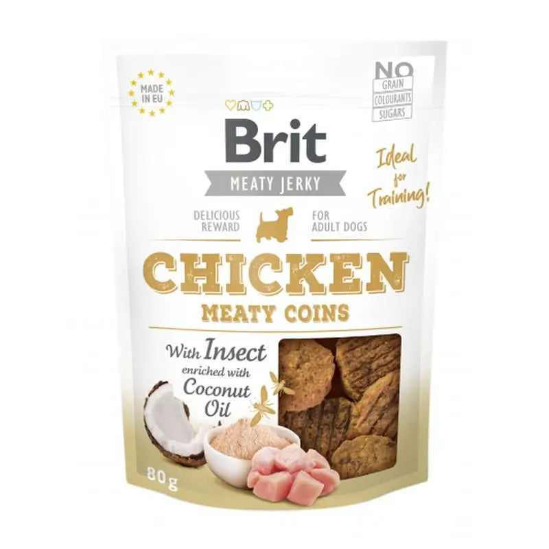 Brit Jerky Snack con Monedas de Pollo e Insectos 80g