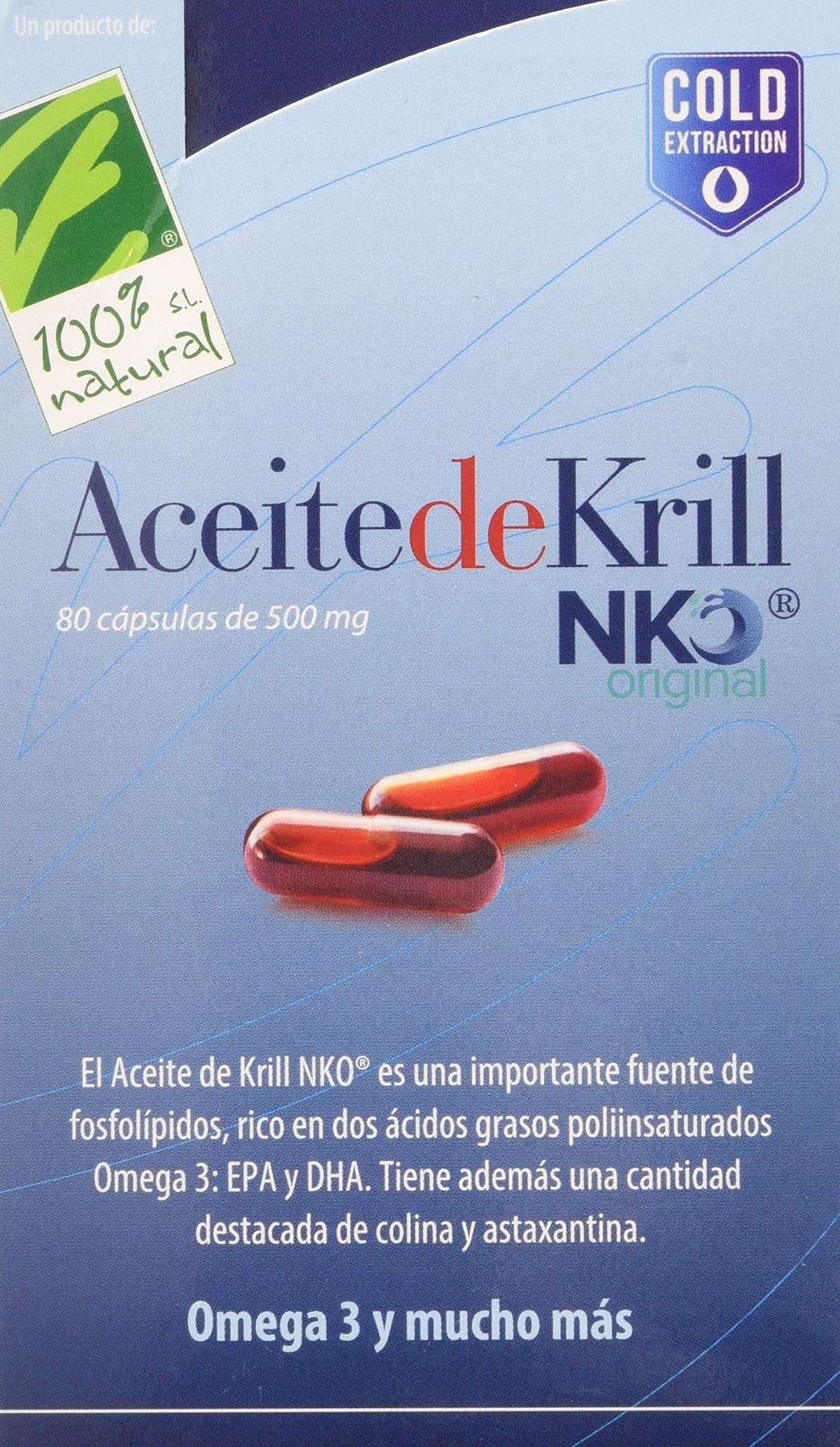 100% Natural Aceite De Krill Nko 80 Cápsulas de 500 mg