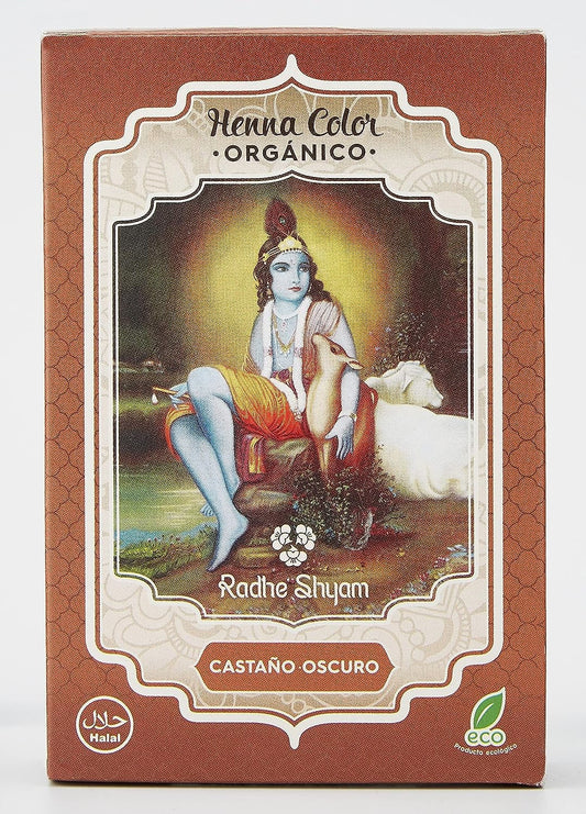 Radhe Shyam Spiritual Sky Henna Castaño Oscuro Polvo 100 g