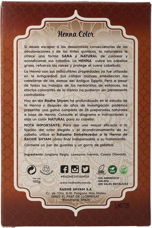 Radhe Shyam Spiritual Sky Henna Radhe Castaño Claro Polvo 100 g
