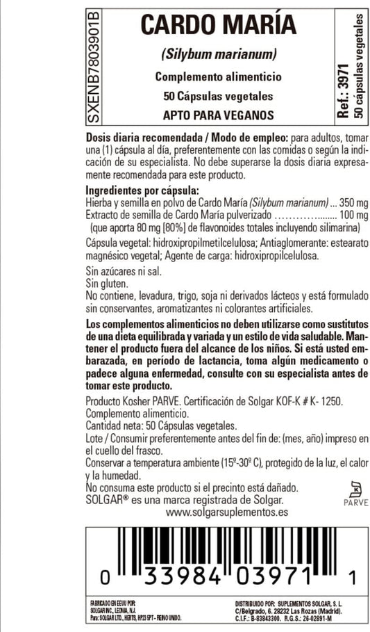 Solgar Cardo Mariano 50 Vcaps