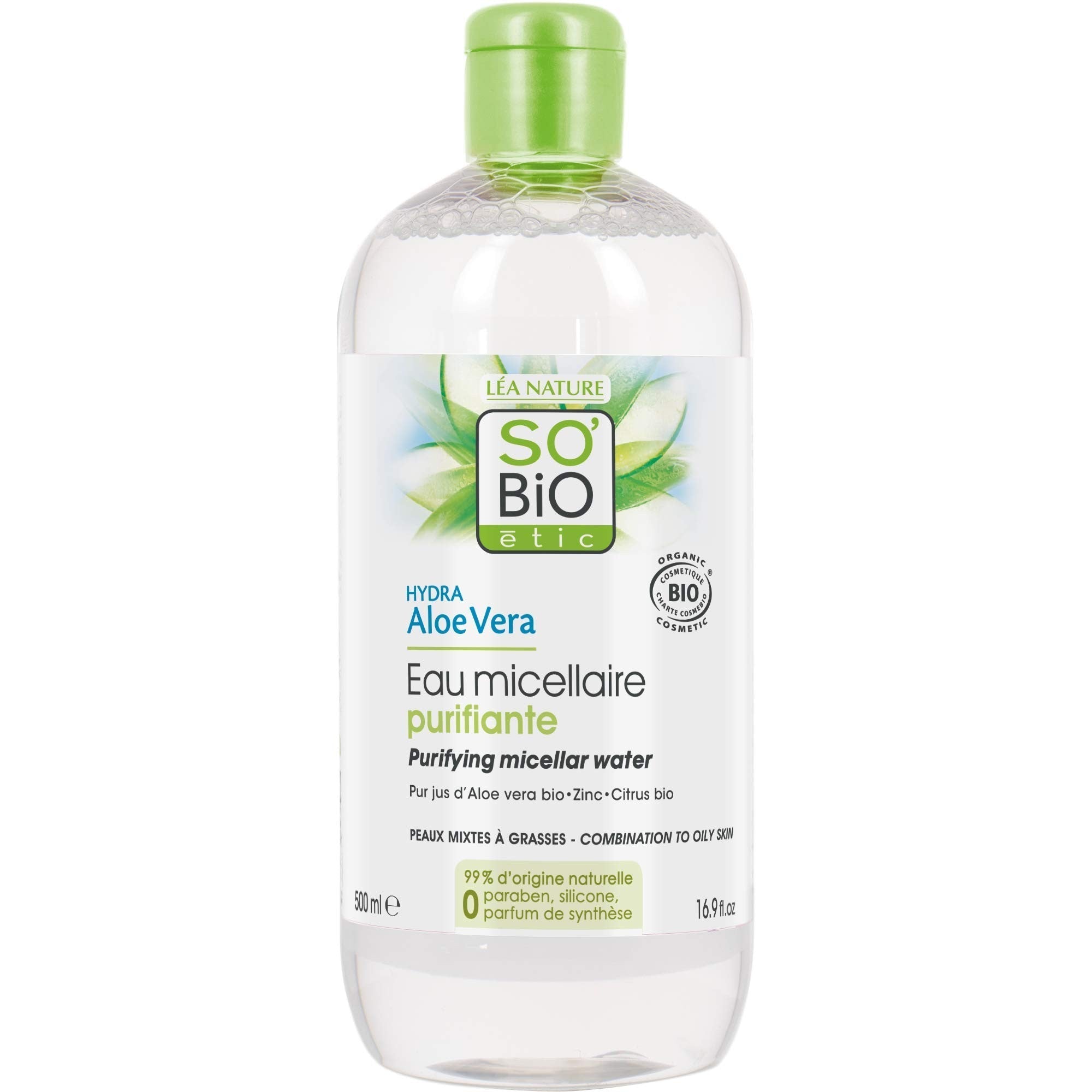 Sobio Agua Micelar Purificante Zinc, Aloe Vera & Lima 500ml
