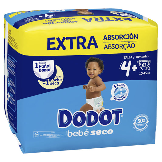 DODOT Bebé Seco Extra Jumbo Pack Talla 4+ (62 uds)