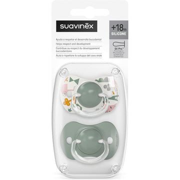 SUAVINEX Chupete SX Pro Tetina Fisiológica Silicona 18+ Meses 2 Unidades (Walk Verde)