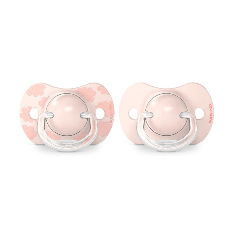 SUAVINEX Chupete SX Pro Tetina Fisiológica Silicona 0-6 Meses 2 Unidades (Nubes Rosa)