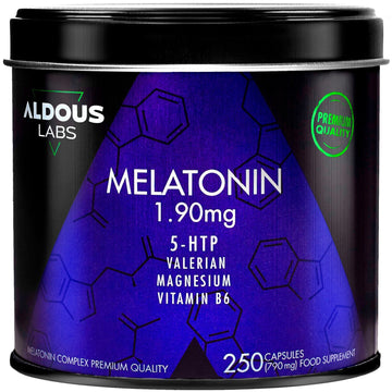 Aldous Melatonina 1,9 mg con Magnesio, Valeriana y Vitamina B6 250 Cápsulas