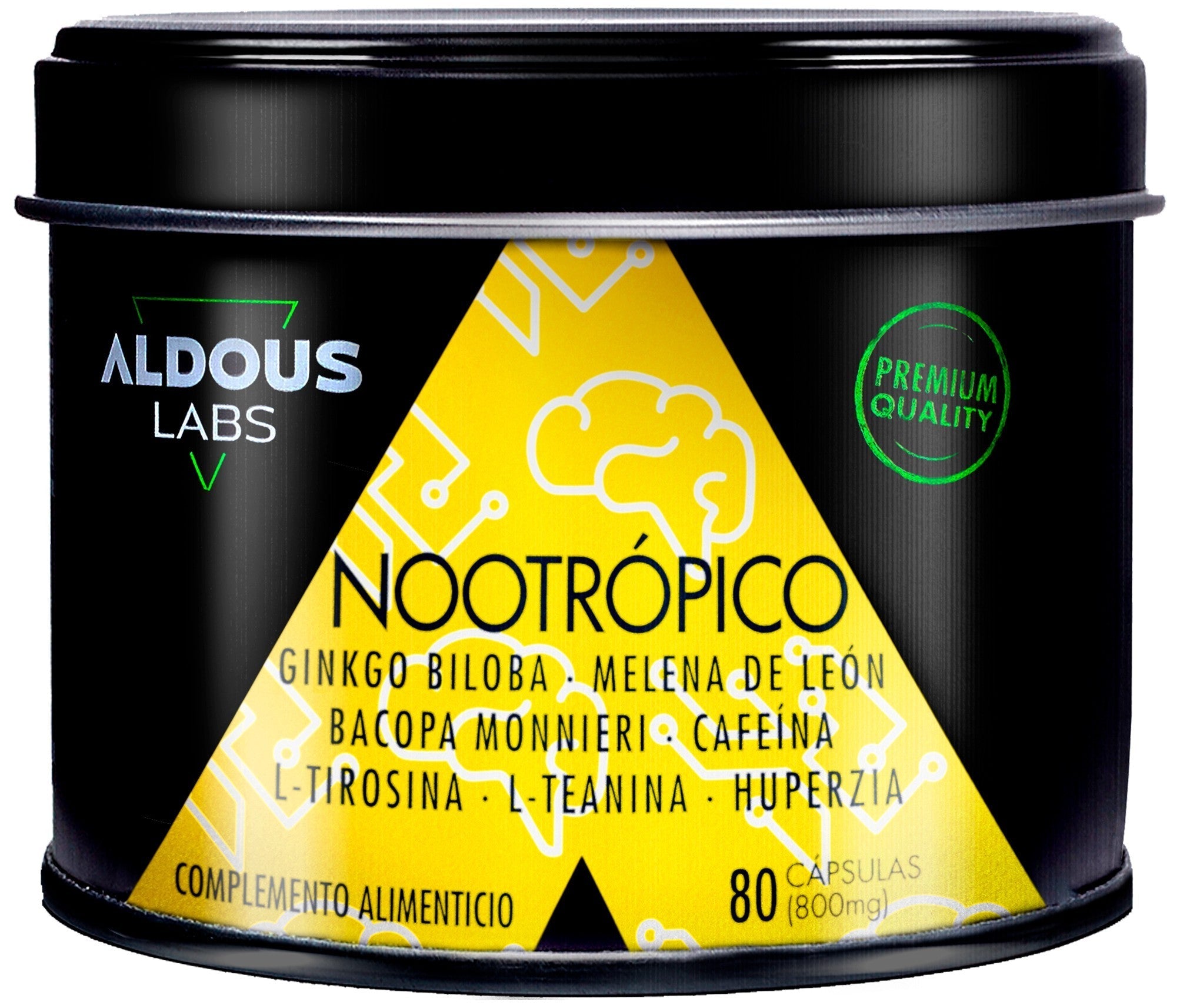 Aldous Nootrópico Natural con Ginkgo Biloba, Bacopa, Tirosina, Teanina 80 Cápsulas