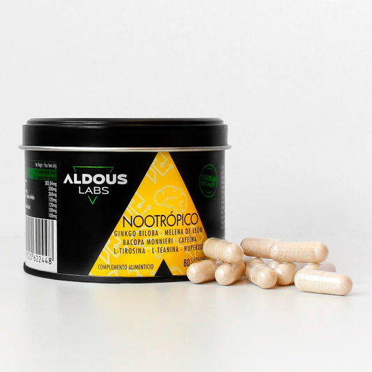 Aldous Nootrópico Natural con Ginkgo Biloba, Bacopa, Tirosina, Teanina 80 Cápsulas