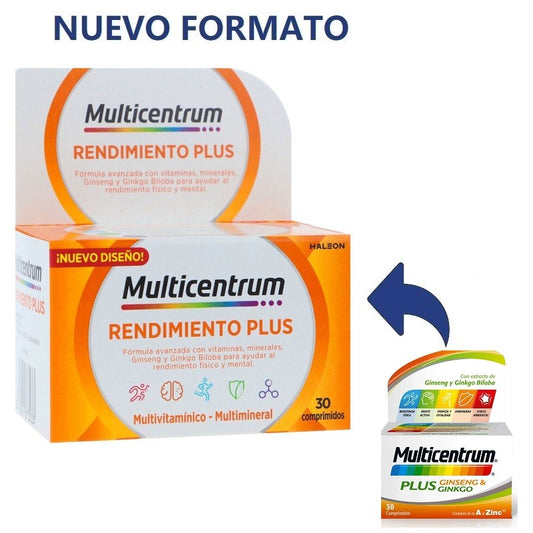MULTICENTRUM Rendimiento Plus Ginseng y Ginkgo 30 Comprimidos
