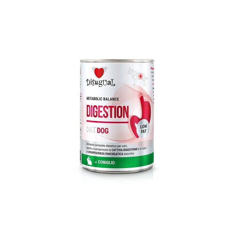 Disugual Diet Dog Digestion Bajo en Grasa Conejo Comida Húmeda 400g