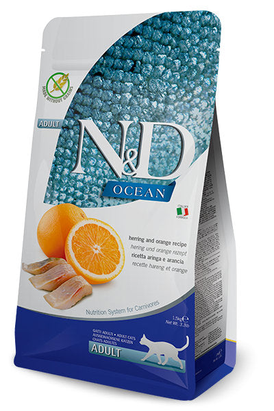 Farmina N&D Ocean Arenque y Naranja Pienso Seco para Gatos Adultos 10kg
