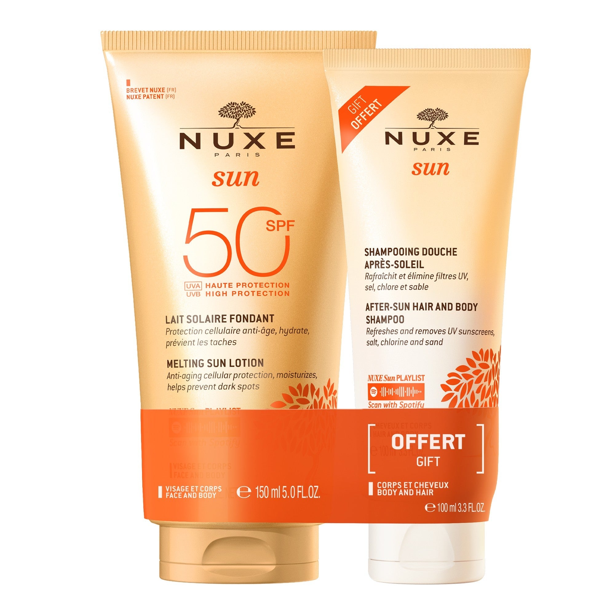 Nuxe Sun Melting Sun Milk SPF 50+ After Sun Shampoo 100ml FREE