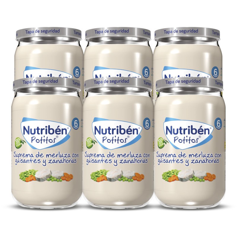 Nutriben Potito de Guisantes y Zanahorias con Merluza 6x235g