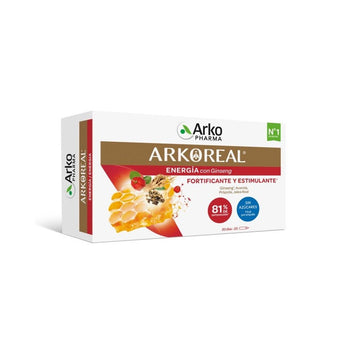 ARKOREAL Jalea Real Energía con Ginseng Sin Azúcar 500mg 20 ampollas