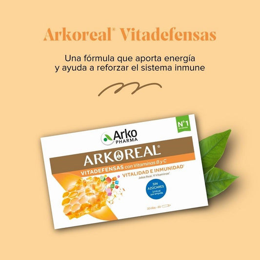 ARKOREAL Jalea Real Vitadefensas Sin Azúcar 1000mg 20 ampollas