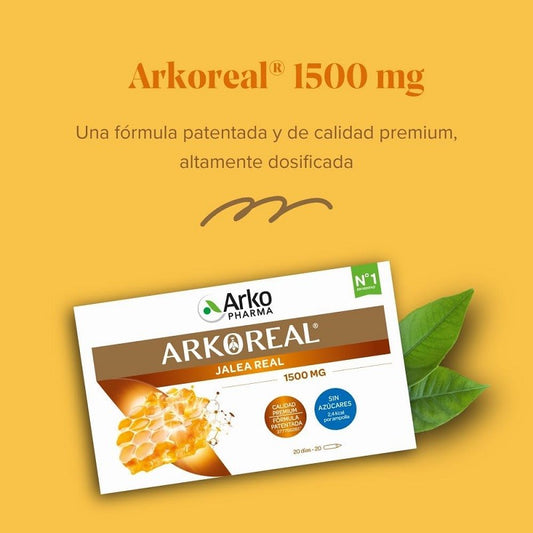 ARKOREAL Jalea Real 1500mg Sin Azúcar 20 ampollas