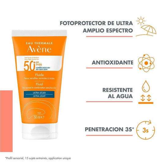 AVÈNE Fluid Sunscreen for Normal to Combination Sensitive Skin SPF50+ DUPLO 2x50ml