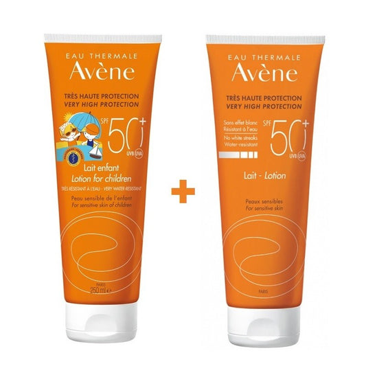 AVÈNE Children's Sunscreen Milk SPF 50+ (250ml) + Adult Sunscreen Milk SPF 50+ (250ml)