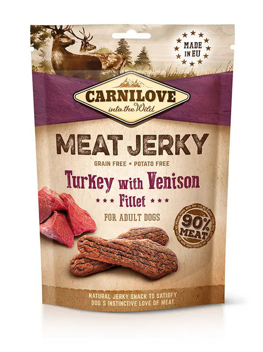 Carnilove Jerky Filetes de Venado y Pavo Comida para perros 12 bolsitas de 100g