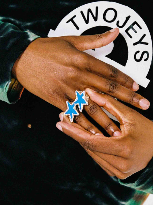Anillo Knuckle Blue Melted Stars