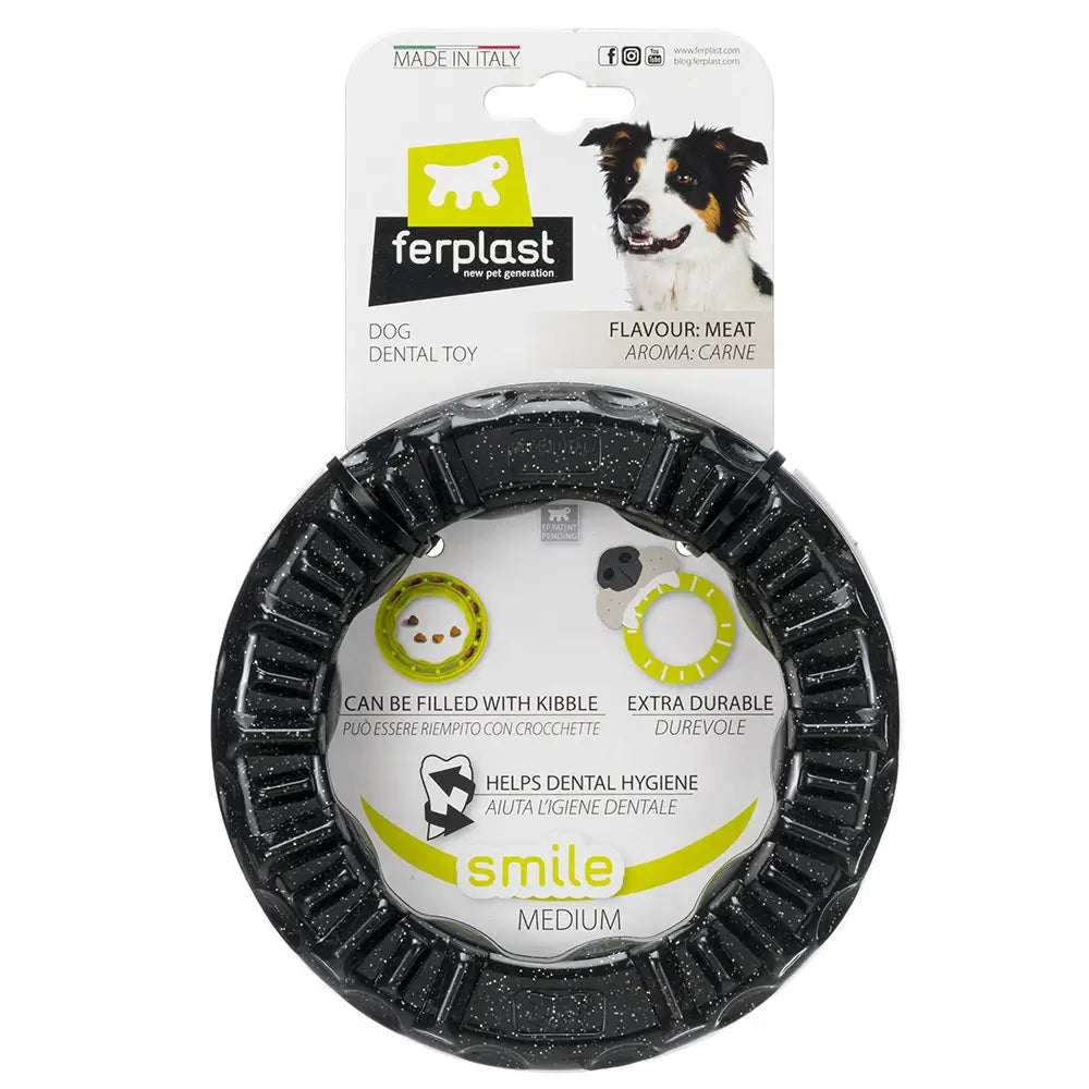 Ferplast Smile Ring M Juguete Dental para Perro Negro 300g