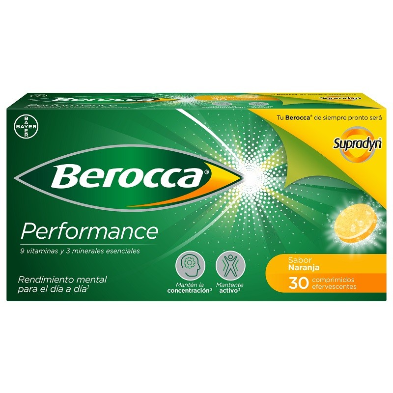 BEROCCA Performance Naranja 30 Comprimidos Efervescentes