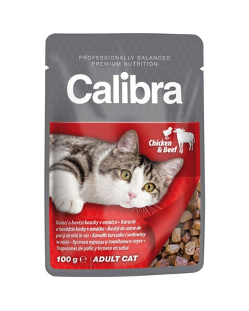 Calibra Cat Pouch Chicken Beef Wet Food 24 units