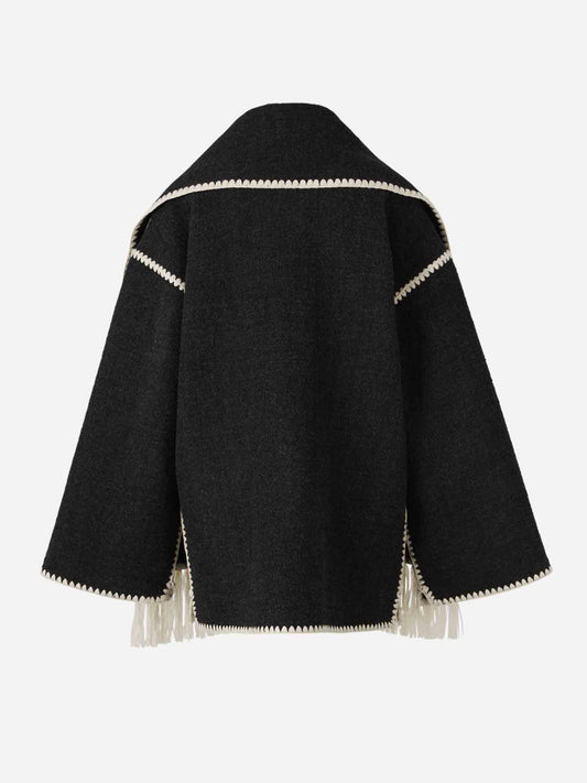 Abrigo Corto Bufanda Bordada