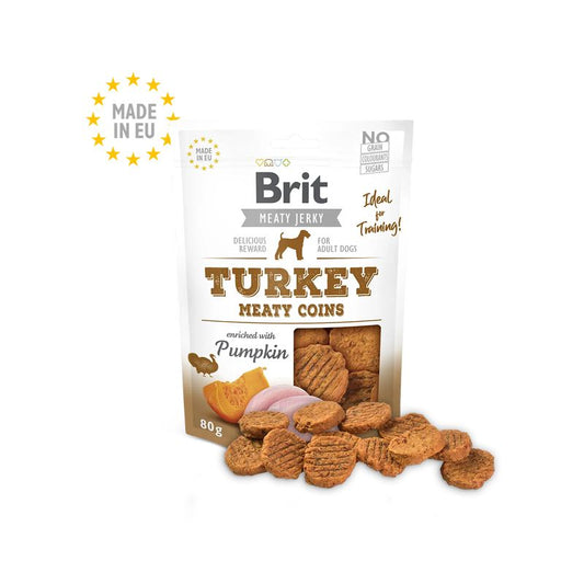 Brit Jerky Snack Monedas Masticables Pavo 80g