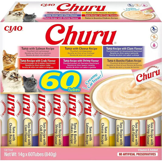 Churu Variedades De Atún Golosinas Pasta 60 sobres de 14g