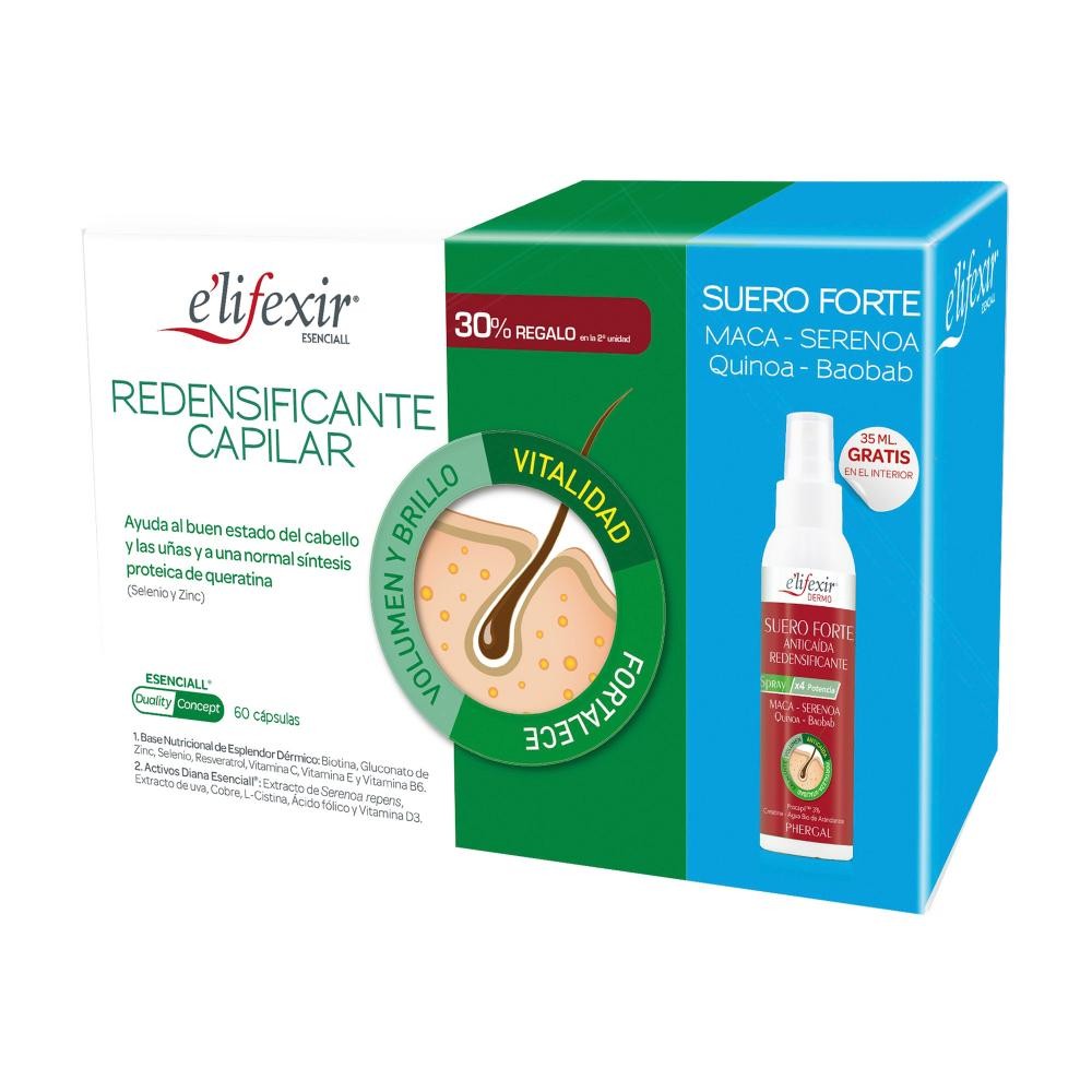 ELIFEXIR Pack Esenciall Redensificante Capilar 60 Cápsulas + Sérum Anticaída 35 ml