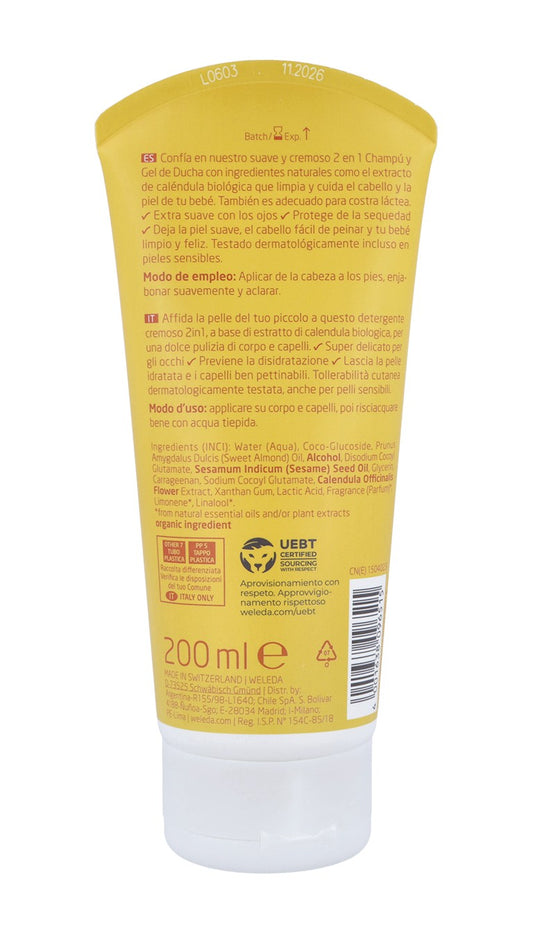 WELEDA Champú y Gel de Ducha 2 en 1 de Caléndula Bebé 200ml