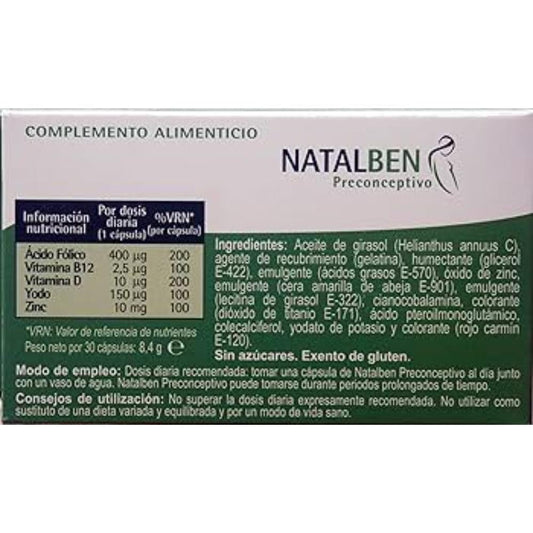 NATALBEN Preconceptivo 30 Cápsulas