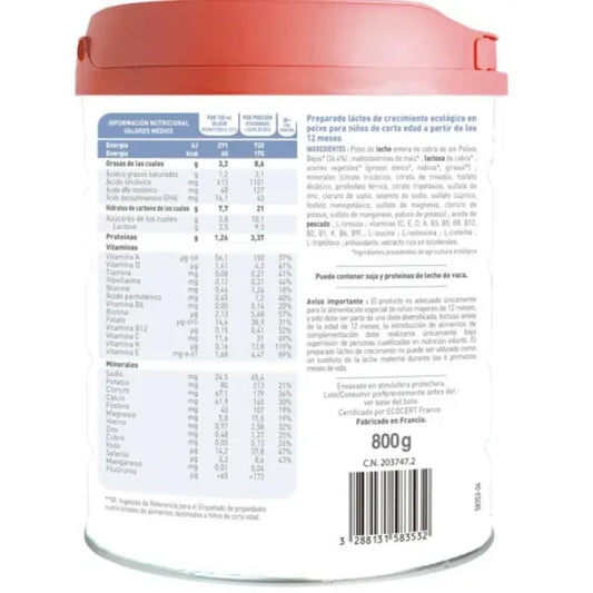 BABYBIO Caprea 3 Leche de Cabra de Crecimiento +12m 800g