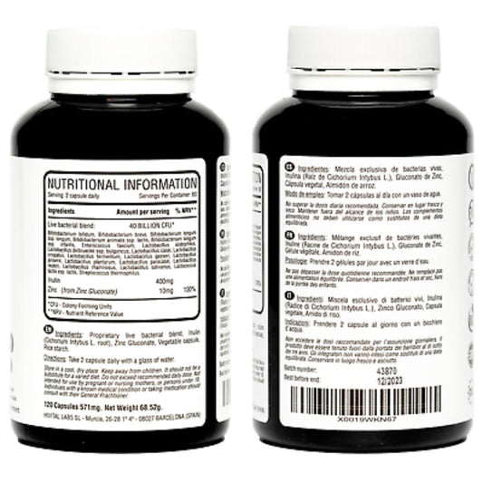 Hivital Probióticos 20 cepas 40 mil millones UFC 120 cápsulas