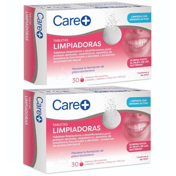 CARE+ Tabletas Limpiadoras Dentaduras Postizas 2x30uds【PACK AHORRO】