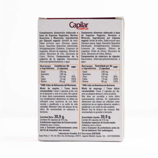 Zentrum Capilar + Biotina 60 Cápsulas Vegetales