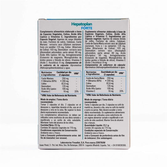 Zentrum Hepatoplan Forte 30 Cápsulas