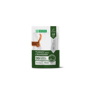 Natures Protection Wet Food for Sterilized Cats with Turkey and Blueberries 100g Sachets