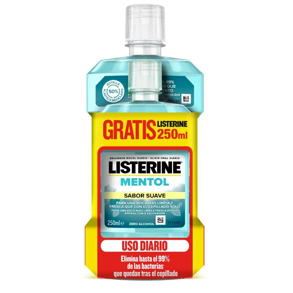 LISTERINE Mentol Sabor Suave 500 ml + 250 ml GRATIS