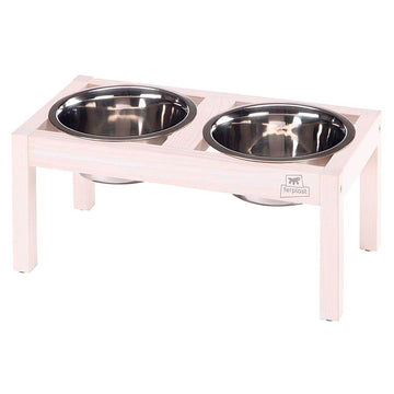 Ferplast Desco Wood Soporte de Comederos con 2 Cuencos de Acero Inoxidable 2.13kg