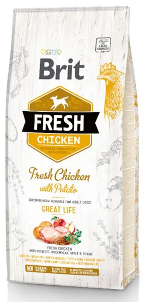 Brit Fresh Adult Great Life Chicken Potato Dry Food 12kg