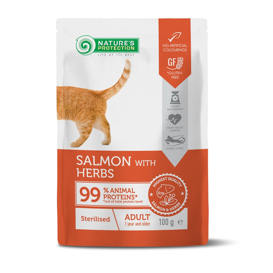 Nature's Protection Sterilized Adult Cat with Salmon and Herbs Wet Food 100g