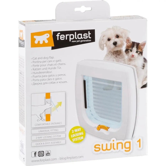 Ferplast Puerta Blanca Swing 1 Super Basic con Túnel Parcial 1 ud