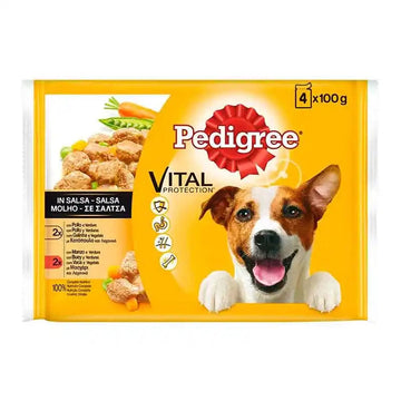 Pedigree Pouch Pollo, Buey y Verduras 4pouches x 100g