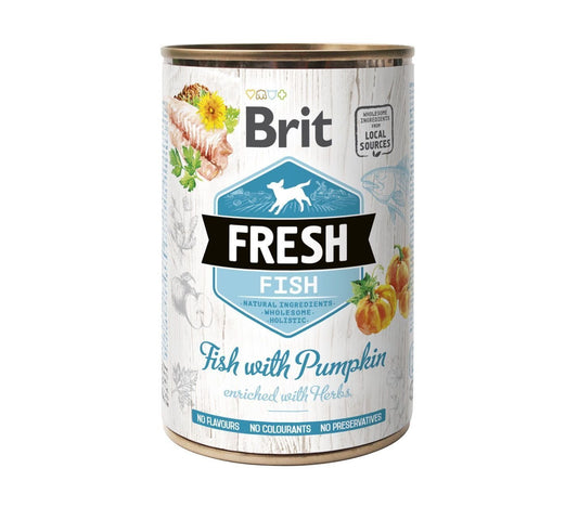 Brit Fresh Fish Pumpkin Wet Food for Adult Dogs 6 cans 2.77kg