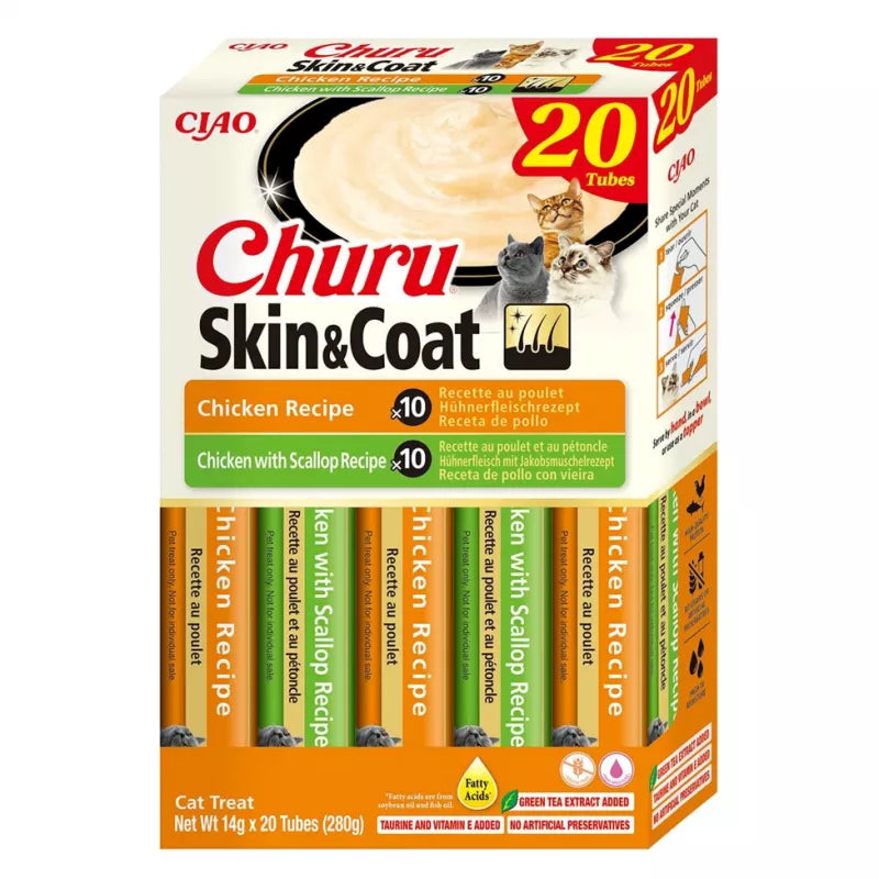 Churu Variedades Skin&Coat Snack Cremoso de Pollo y Vieira 20 ud