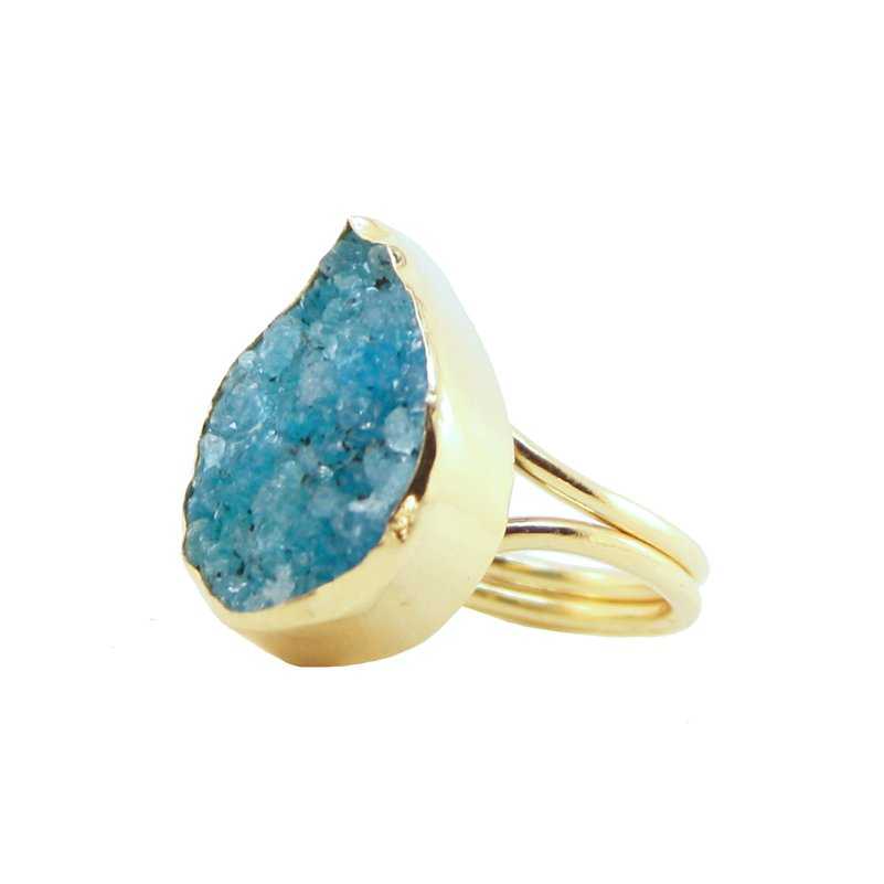 Anillo Formentera Drusa Azul turquesa