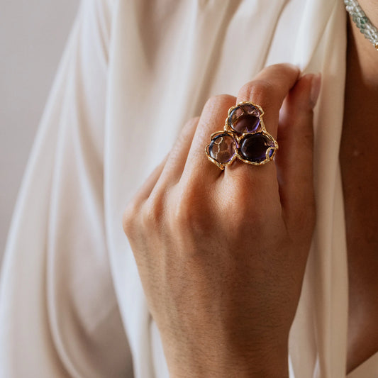 Anillo Baviera Face Morado Amatista