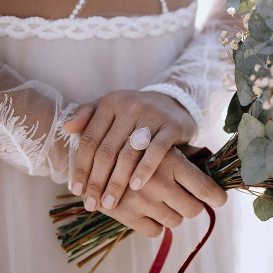 Anillo Formentera Plata Rosa cuarzo